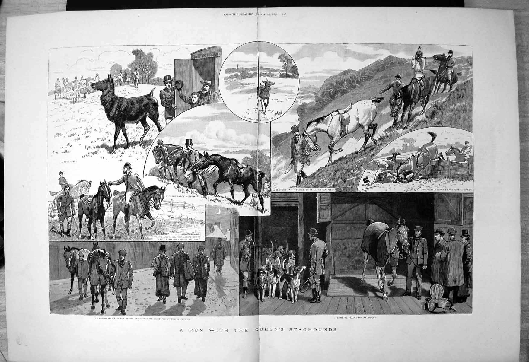 Old Run With Queens Staghounds Stag Leads Slippery Path Aylesbury 1890 19th
