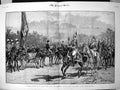 Original Old Antique Print HousehCavalry Passing Queen Royal Review Egypt 1882