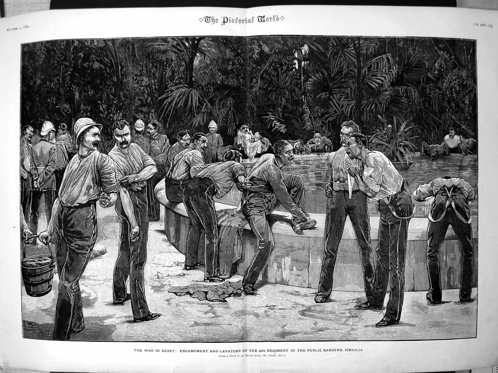 Old Print Encampment Lavatory 46Th Regiment Public Gardens Ismailia 1882