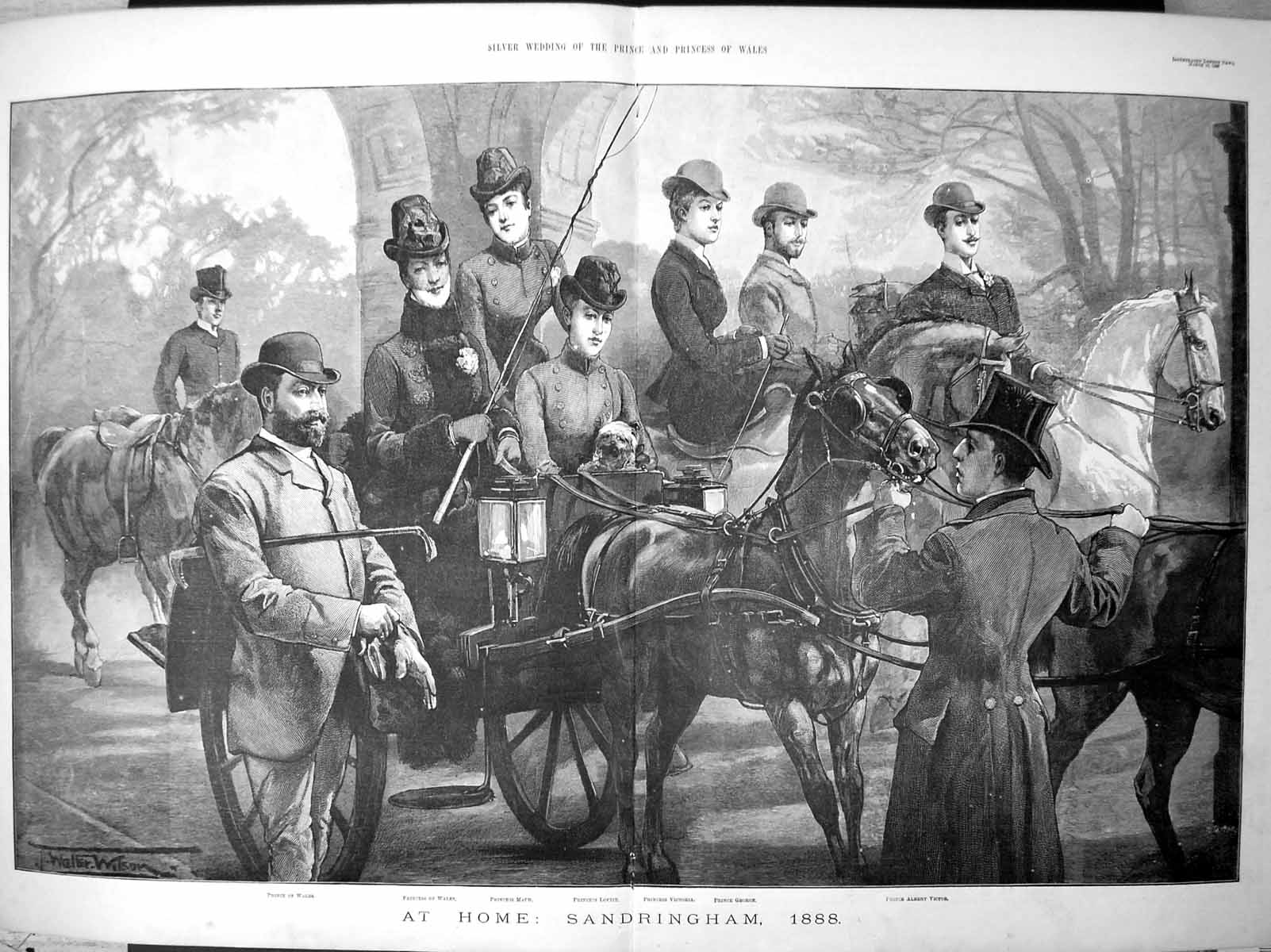 Antique Old Print At Home Sandringham Prince Wales Princess Maud Louise 1888