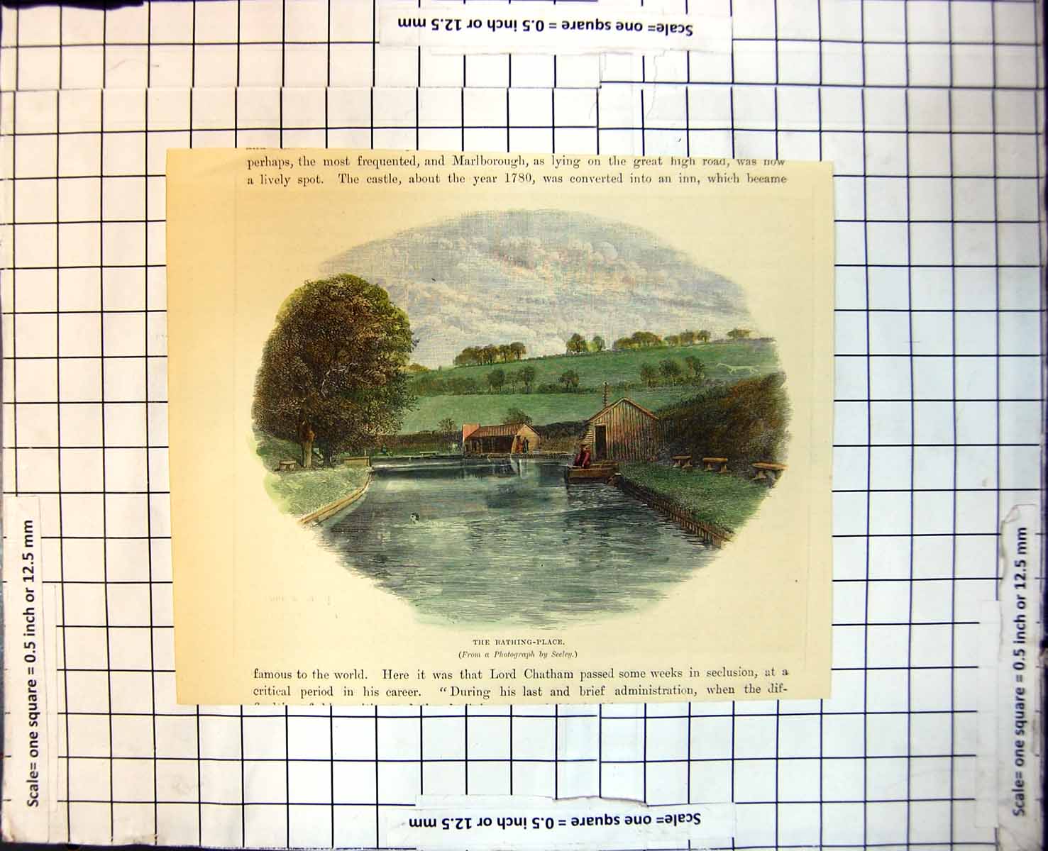 Antique Print The Bathing Place From Photograph Seeley Constructed Pond 117J