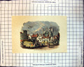 Antique Print Priory Church Hexham East End London Tented Market Stalls 126J
