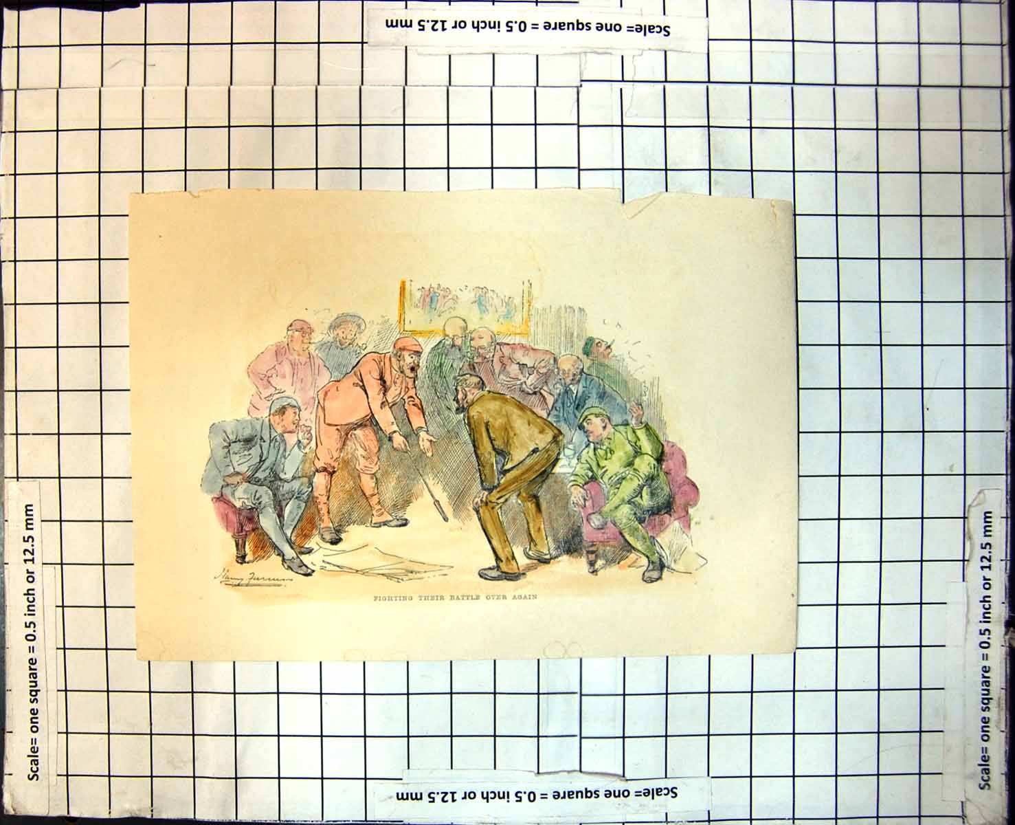 Old Fighting Their Battle Over Again On Paper Two Gentlemen Arguing 133J