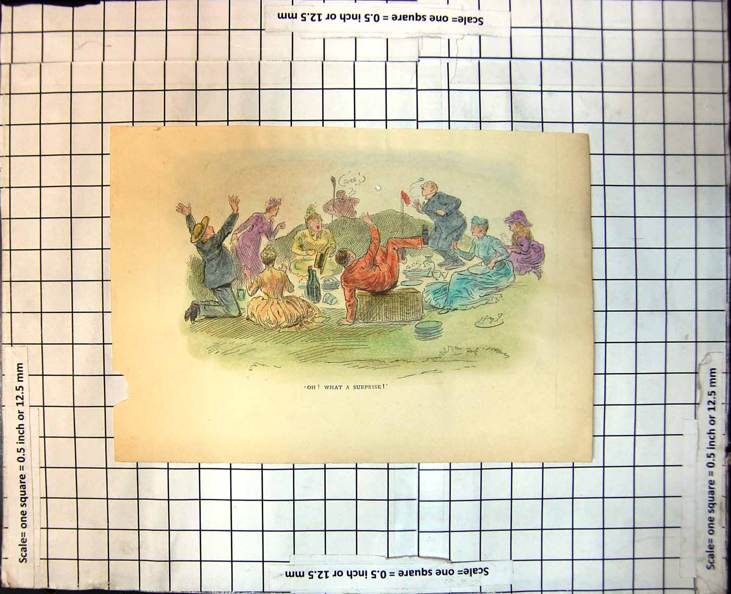 Old Picnic Putting Green Group People Surprised By Ball Arriving 134J