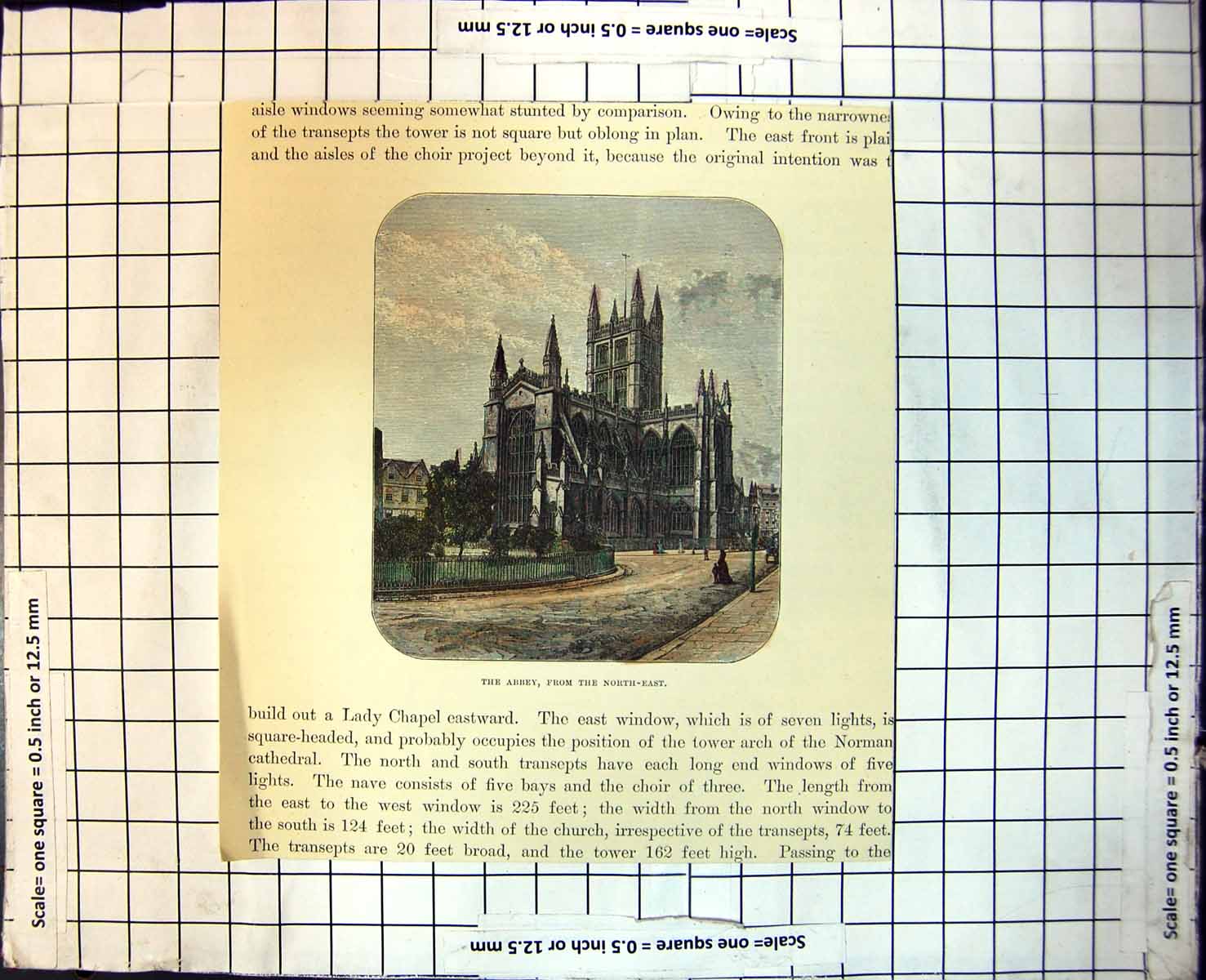 Old The Abbey From North East Exterior View Square Tower Railings 163J