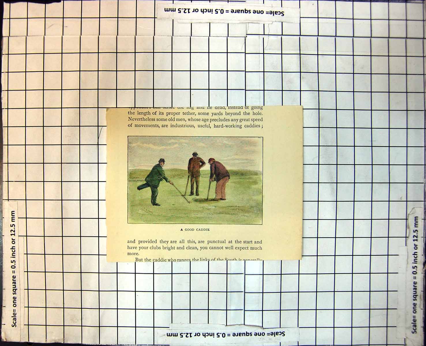 Old Golf A Good Caddie Marking Hole For Putt With Flag For Golfer 173J