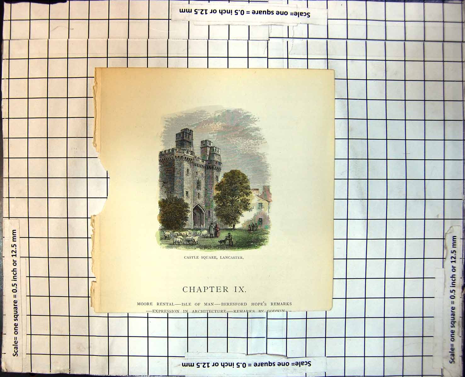 Old Castle Square Lancaster Towers Arched Entrance Sheep Boy Dog 176J 18th