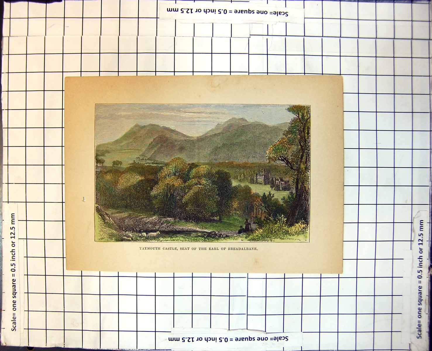 Old Taymouth Castle Seat Earl Breadalbane Trees Mountains Valley 184J Victorian