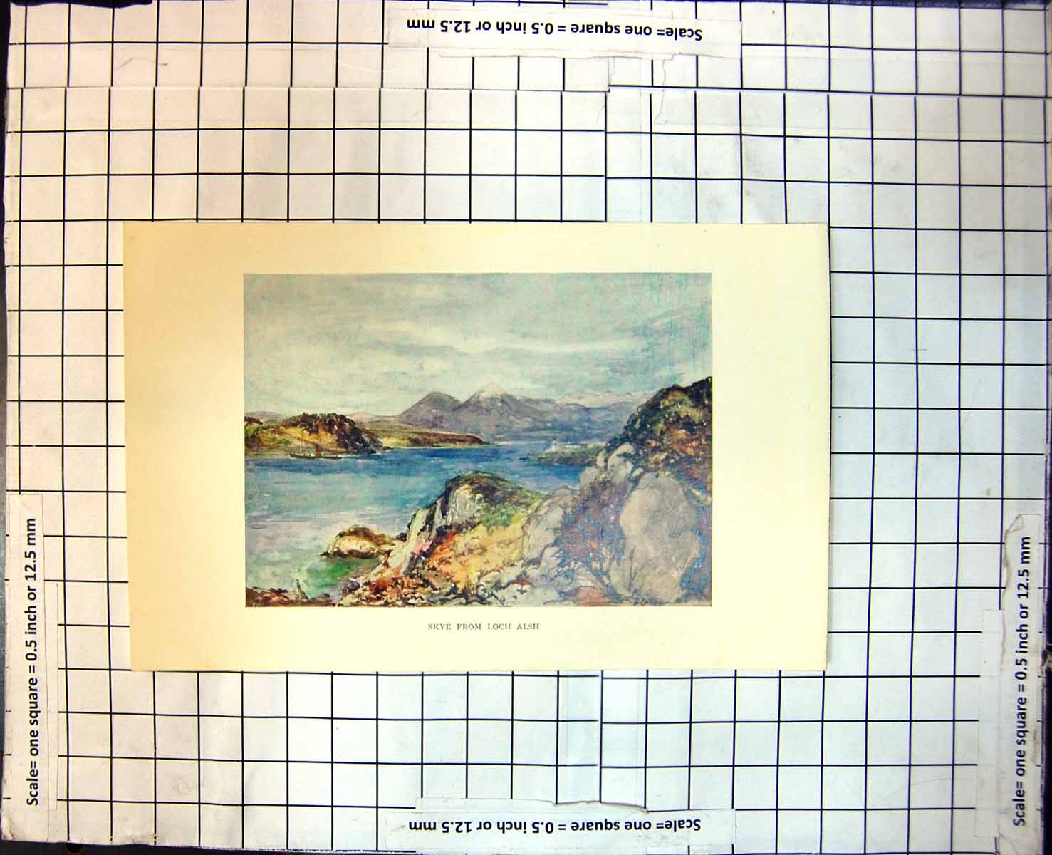 Old Skye From Loch Alsh Mountains Sea Loch Rocks Vegetation Boat 187J Victorian