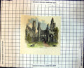 Old Print Arbroath Abbey Ruins Remains Columns Arches People Walking 206J