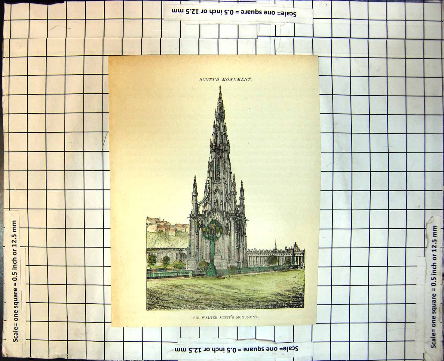 Old Sir Walter Scott'S Monument Edinburgh Scotland Lantern Railings 219J