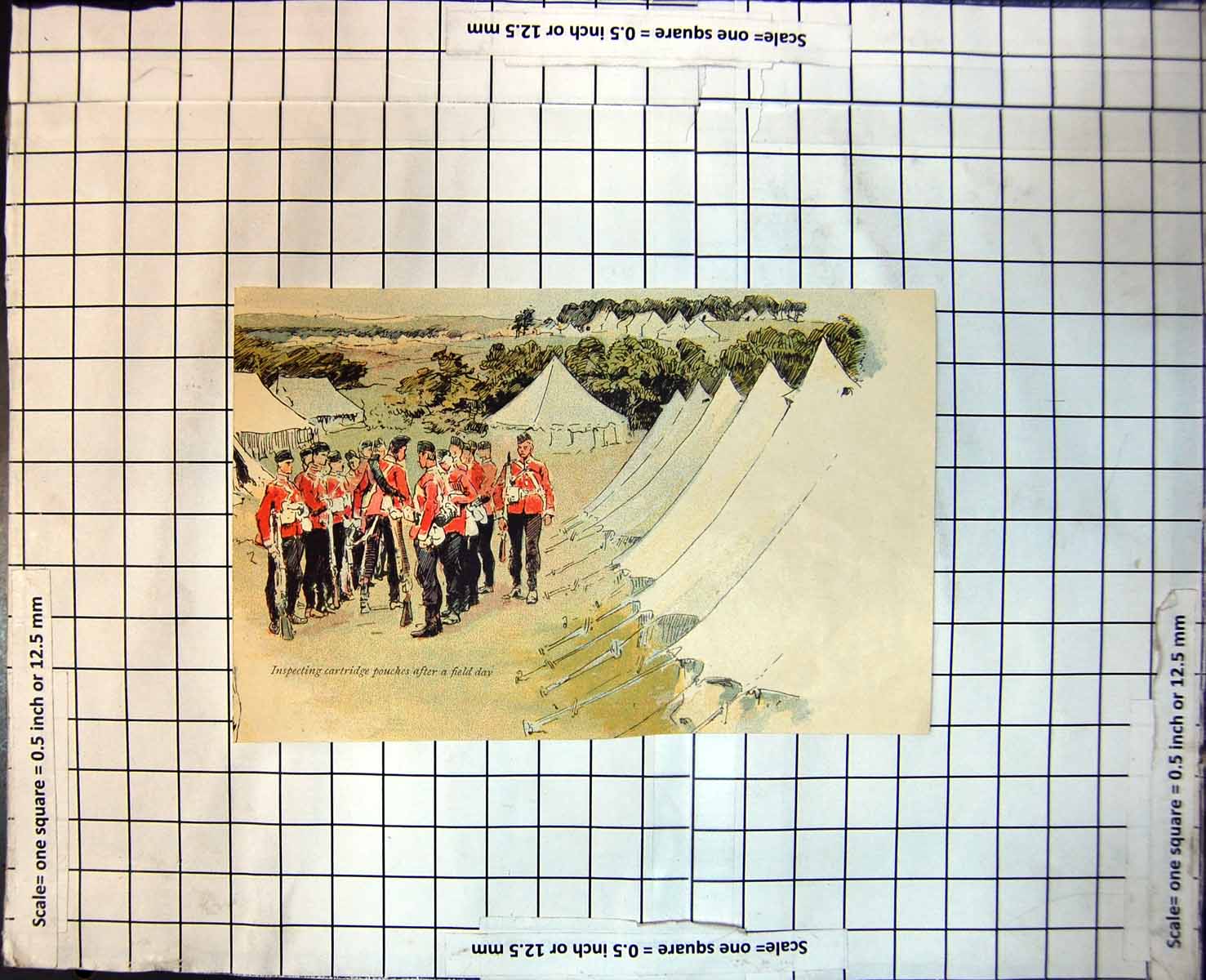 Antique Print Inspecting Cartridge Pouches After Field Day Siers Tents 226J