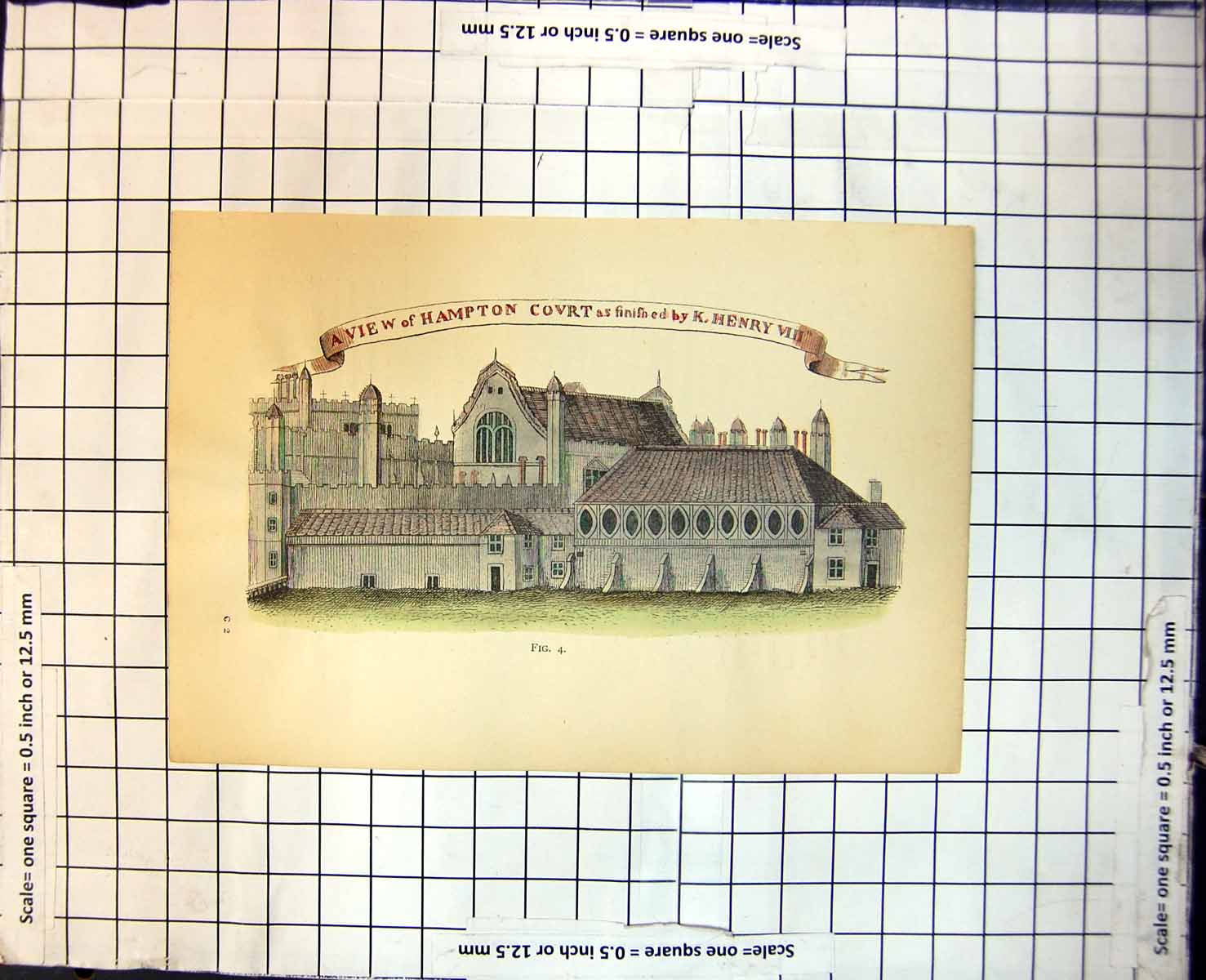 Old View Hampton Court As Finished By Henry Viii Buttressed Walls 229J
