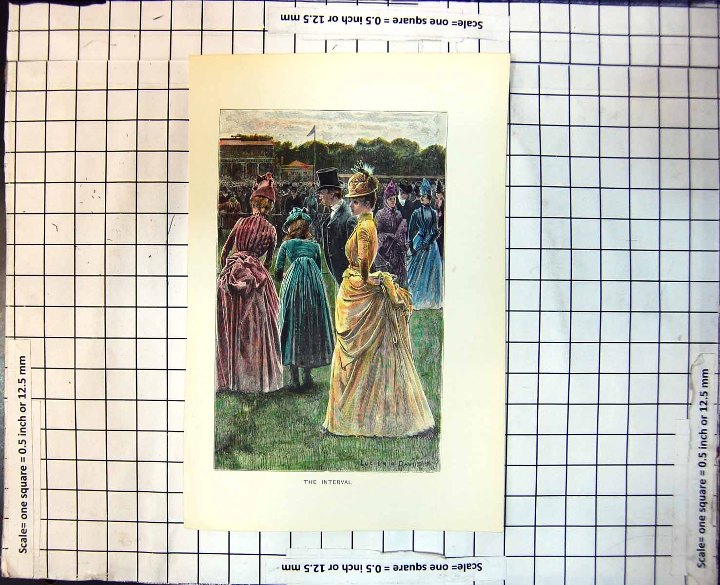 Old The Interval Day Races Ladies Finery Hats Gentleman Top Hats 232J