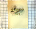 Antique Print Oxford From Hinksey Path Pollarded Trees Waterside People 250J