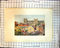 Antique Print Ripon Minster From South Gordon Home Church Houses Trees 276J