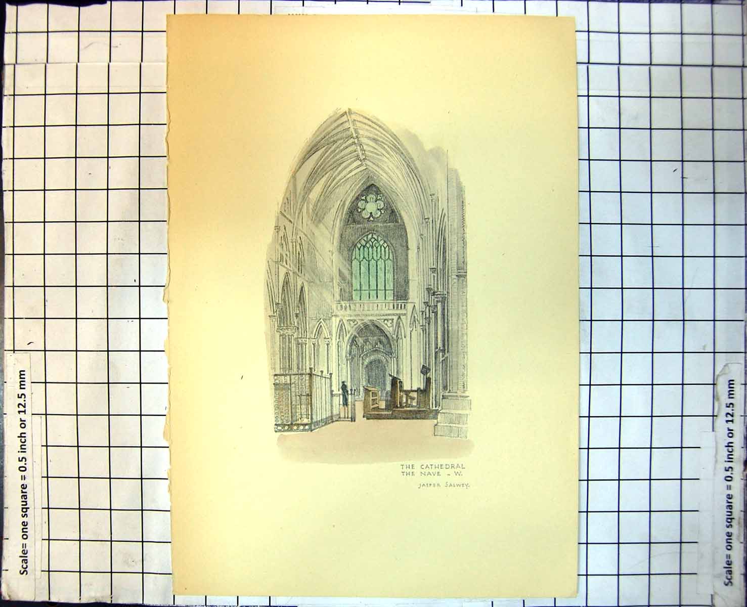 Old The Cathedral Nave Jasper Salwey Interior View Perhaps Lincoln 286J