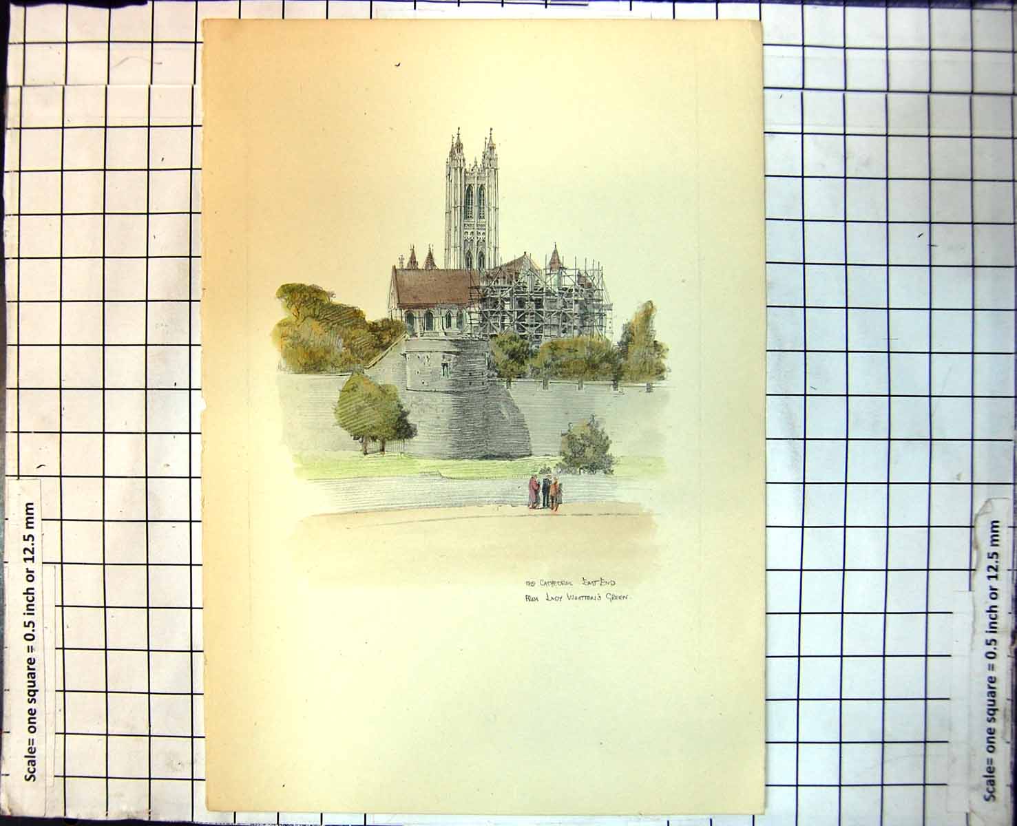 Old Canterbury Cathedral East End From Lady Lootten'S Green People 291J