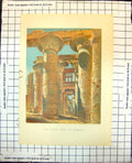 Old Print The Great Hall Karnac Columns Lintels Hieroglyphics People 300J