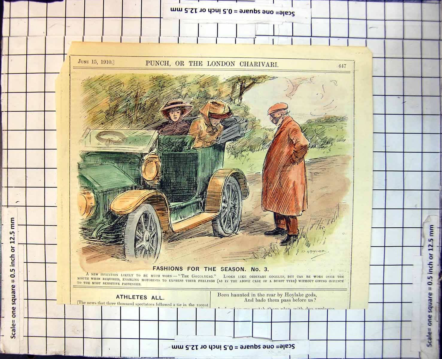 Old Gogglygag New Fashions Season Motor Car Burst Tyre Ladies 1910 304J 20th