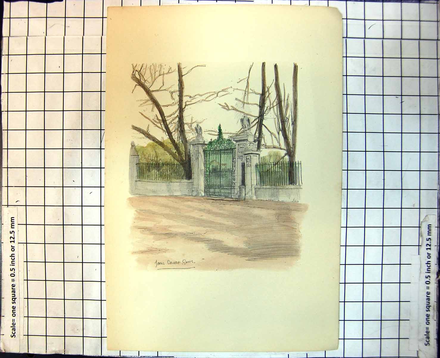Old John'S College Gates Ornate Metalwork Stonework Eagles Railings 307J