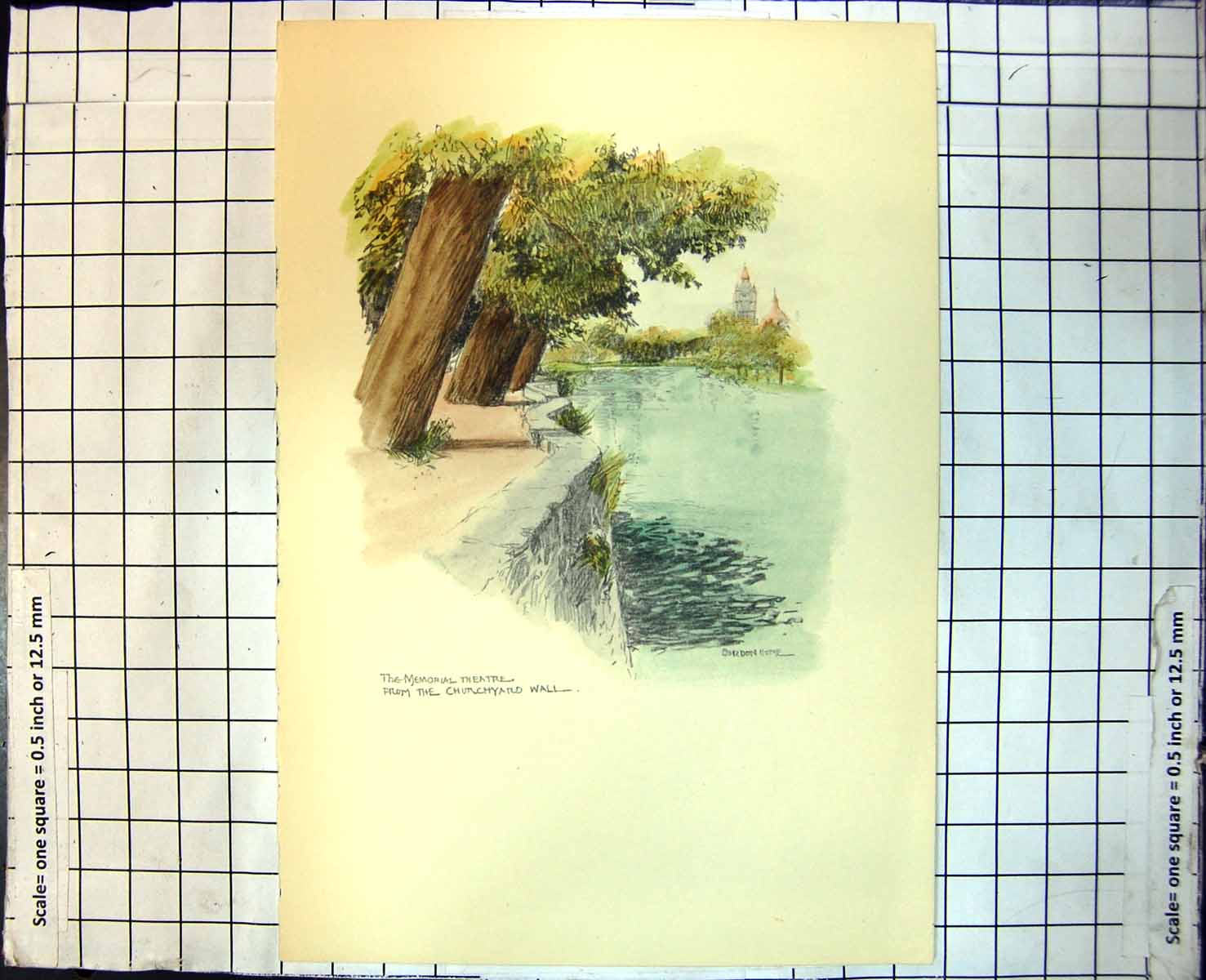 Old Memorial Theatre From Churchyard Wall Gordon Home River Trees 310J