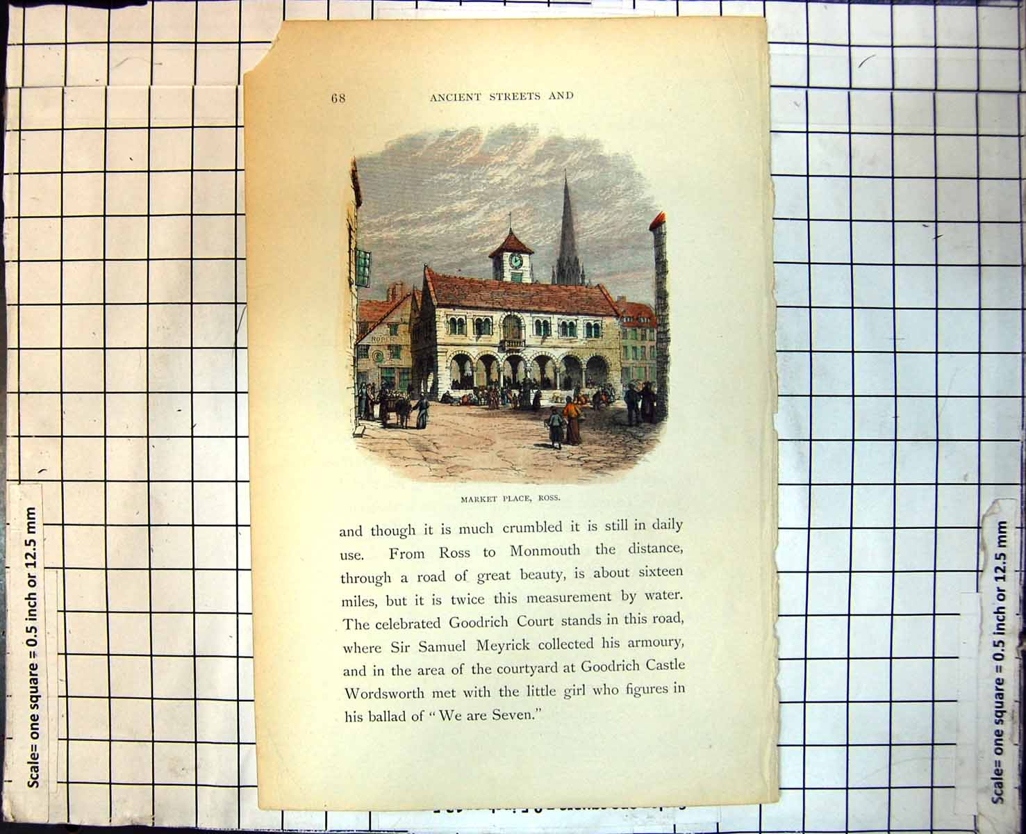 Old Market Place Ross Church Steeple Cross Arched Building People 314J