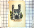 Antique Print St. Augustine'S Church Gateway Arched Doorway Two Towers 321J