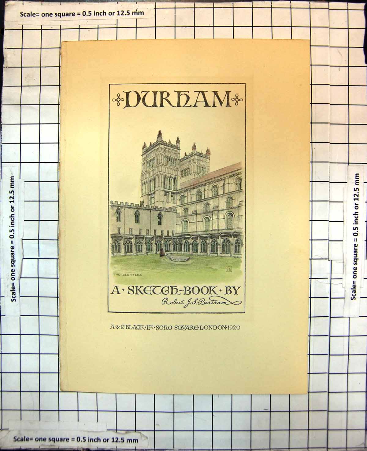 Old Print The Cloisters Durham A Sketchbook Frontispiece Rjs Bertram 357J