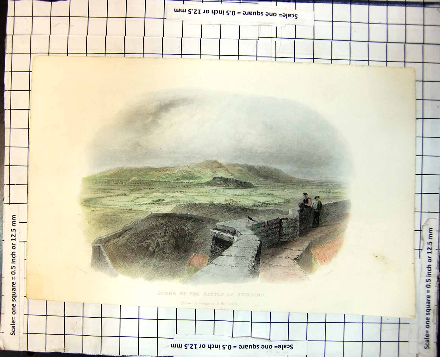 Old Scene Battle Stirling From Ramparts Castle Ochil Hills River 385J