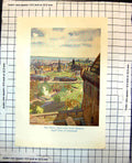Old Print East Princes Streeet Edinburgh Castle Ramparts Argyll Tower 386J