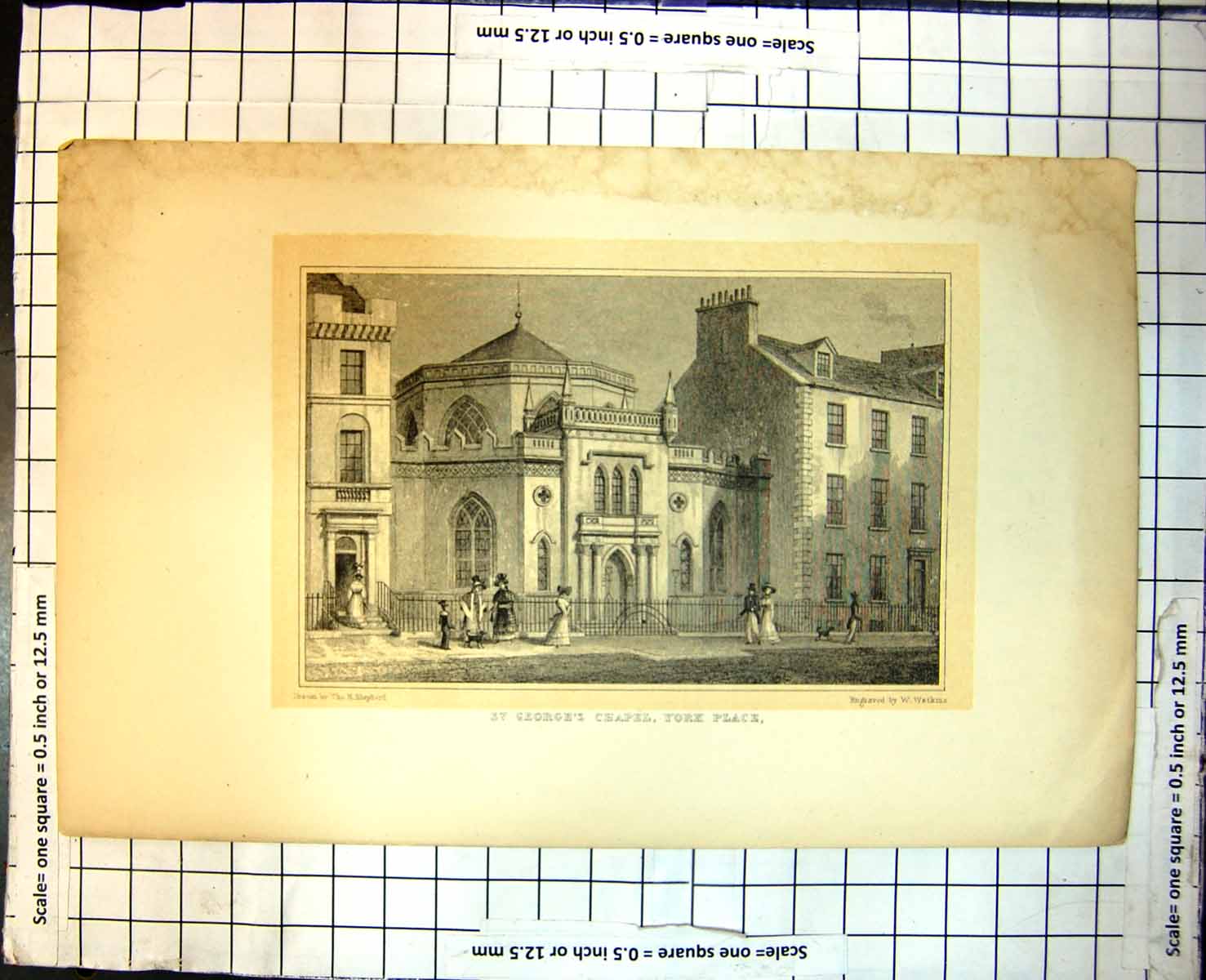 Antique Print St. George'S Chapel York Place Edinburgh Shepherd Watkins 392J