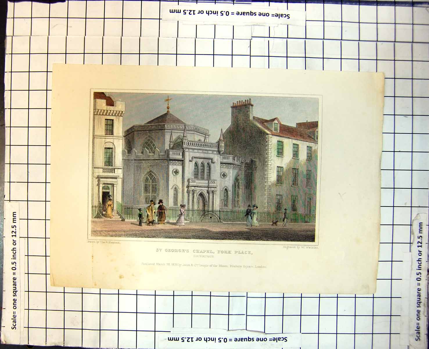 Old St. George'S Chapel York Place Edinburgh Bonneted Ladies Child 396J