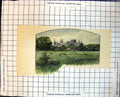 Old Cathedral From Across Fields Grazing Cattle Houses Trees Grass 399J