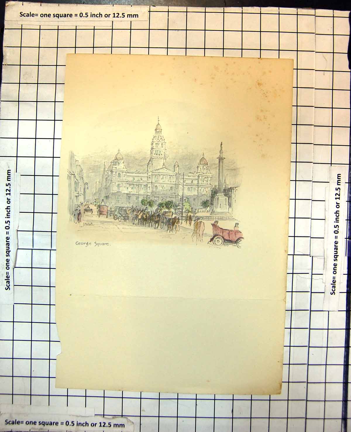 Old George Square Edinburgh J. Nisbet Motor Car Horses Carriages 406J