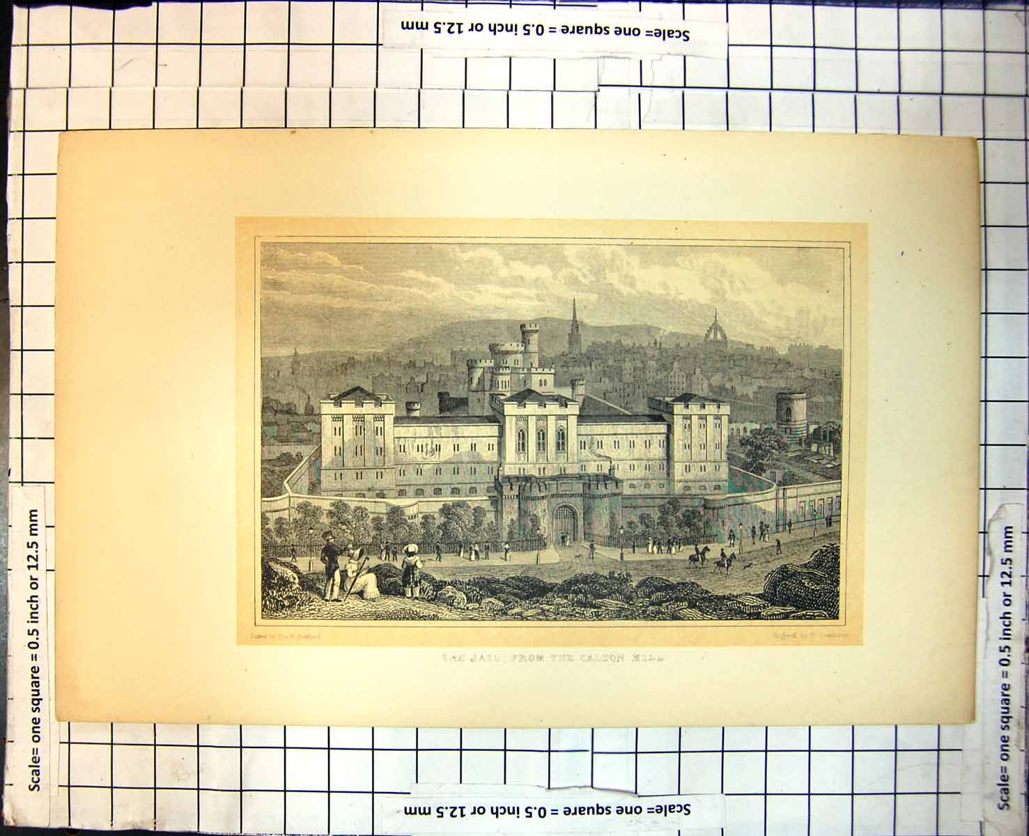 Old The Jail Prison From Calton Hill Horses Riders Family Edinburgh 410J