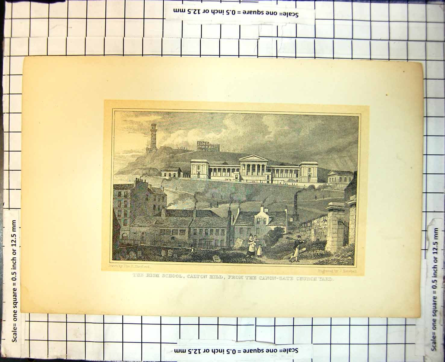 Old High School Calton Hill From Canon-Gate Churchyard Edinburgh 415J