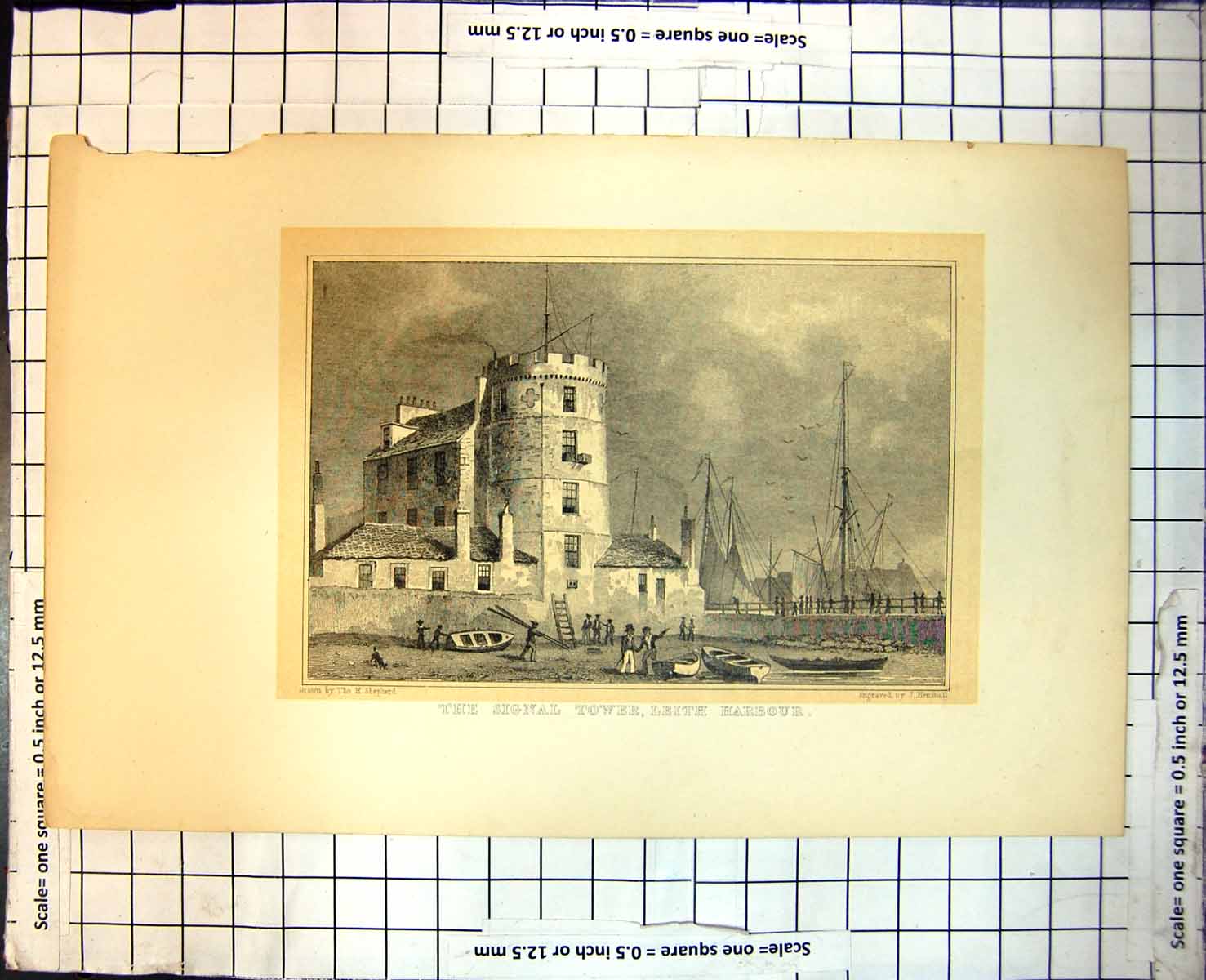 Old Signal Tower Leith Harbour Sailing Boats Small Rowing People 418J