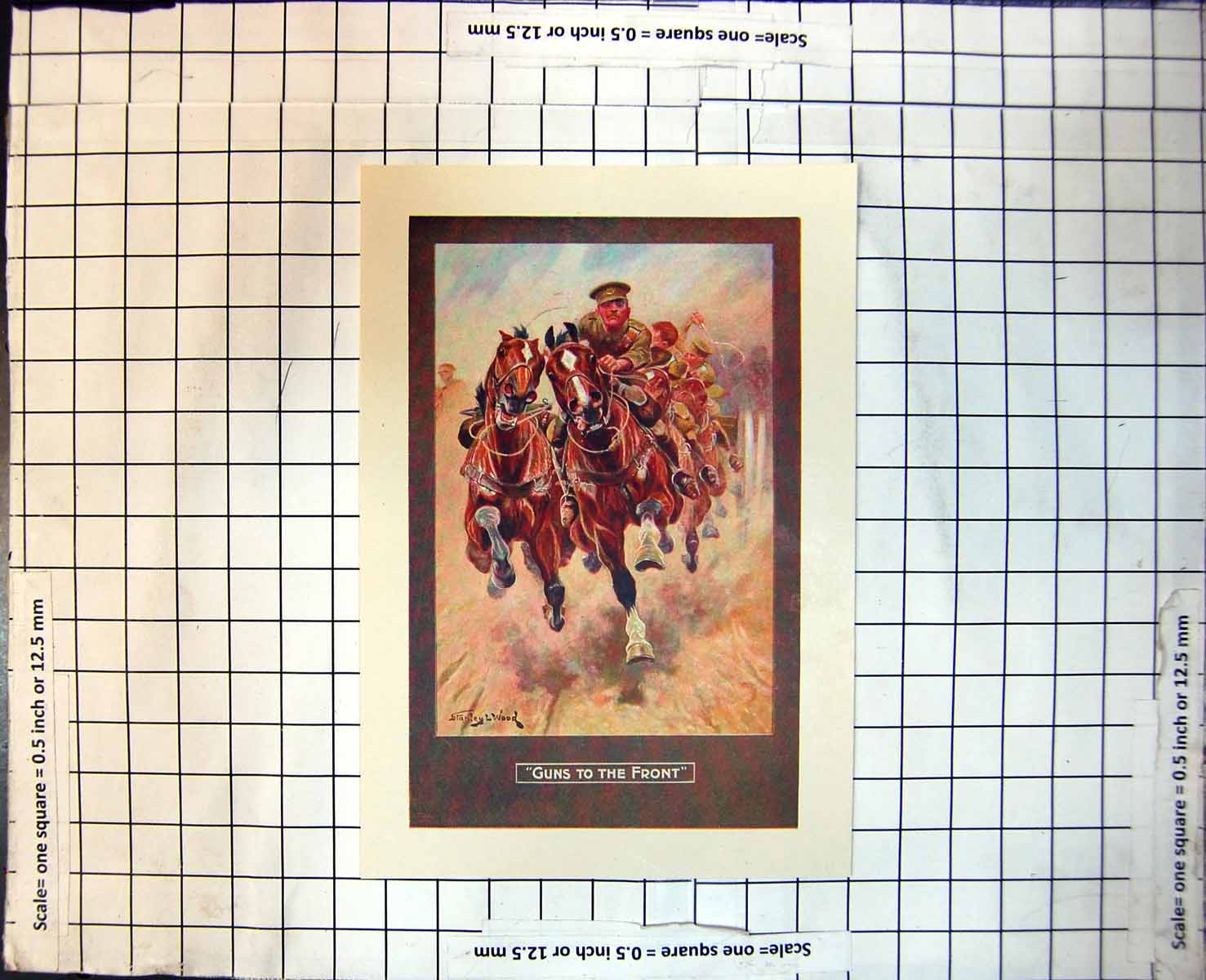Old Guns To The Front Galloping Horses Towing Heavy Artillery Army 425J