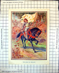 Old Print Maid Orleans Black Horse Armoured Lady Banner Sword C1920? 429J 20th