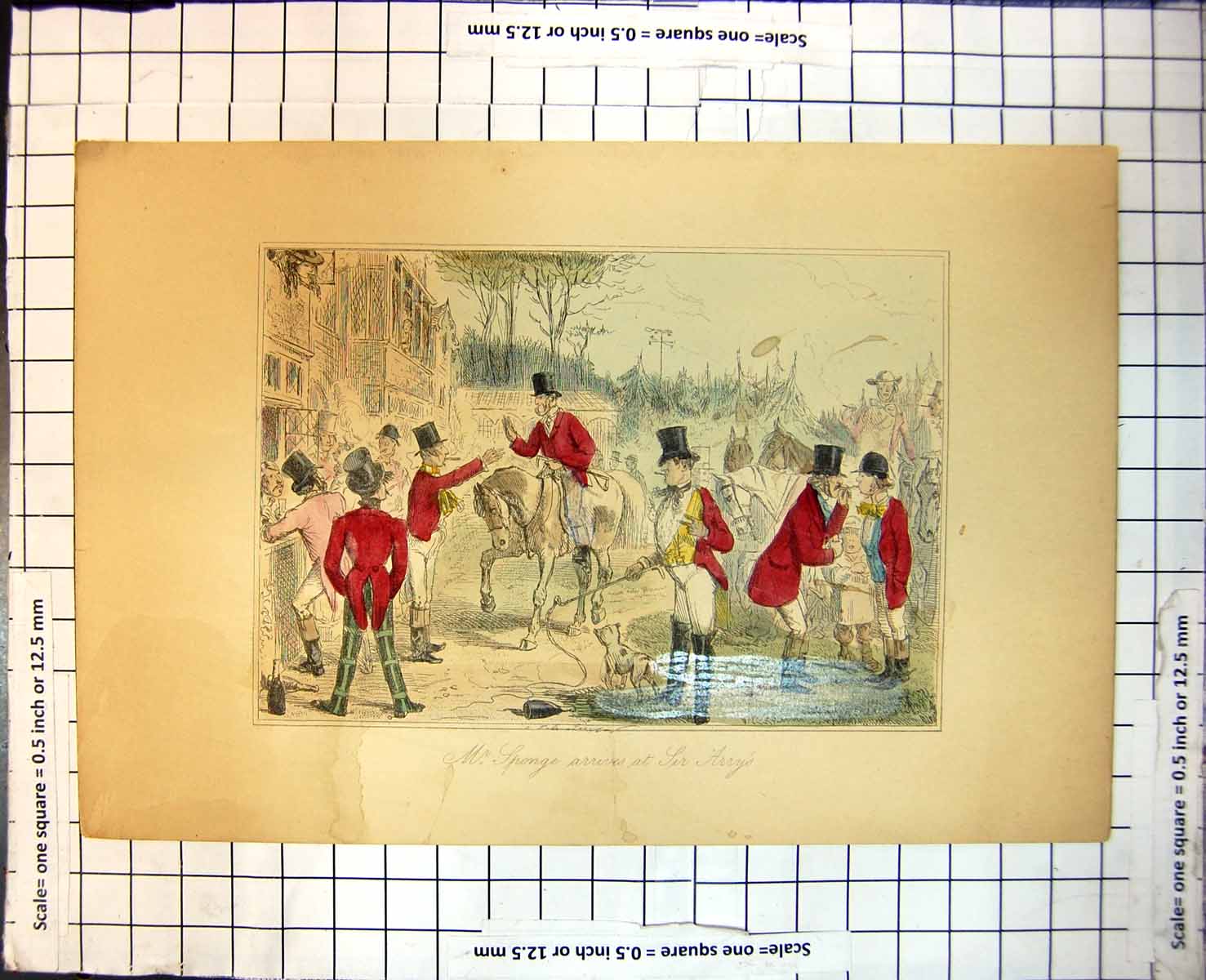 Old Print Mr Sponge Arrives At Sir 'Arry'S Horses Huntsmen Cigarettes 436J