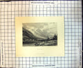 Original Old Antique Print Chamouni Church Trees Mountains River