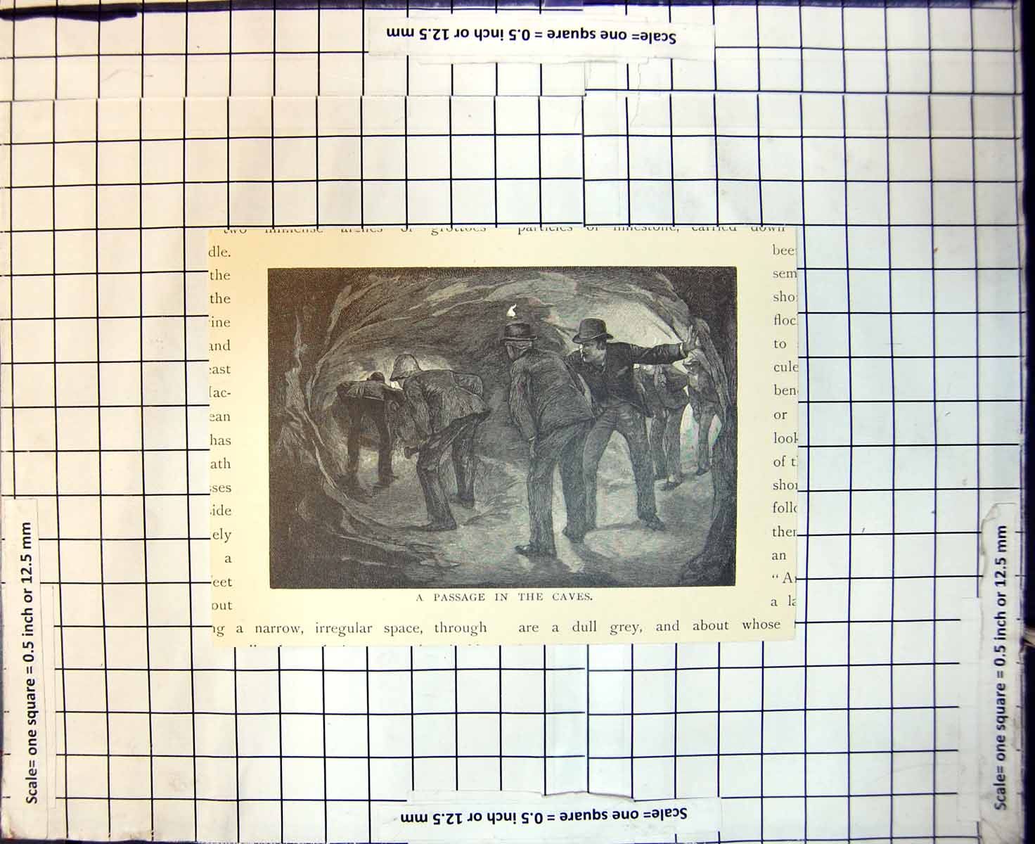 Original Old Antique Print Passage Caves Jenolan Caves New South Wales