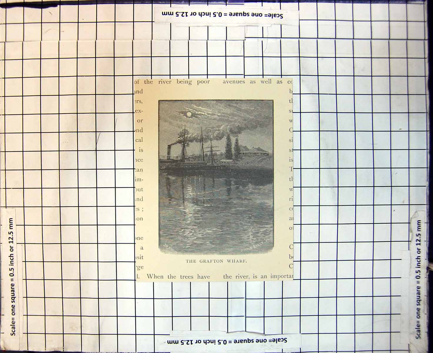 Original Old Antique Print Grafton Wharf New South Wales 1886 19th