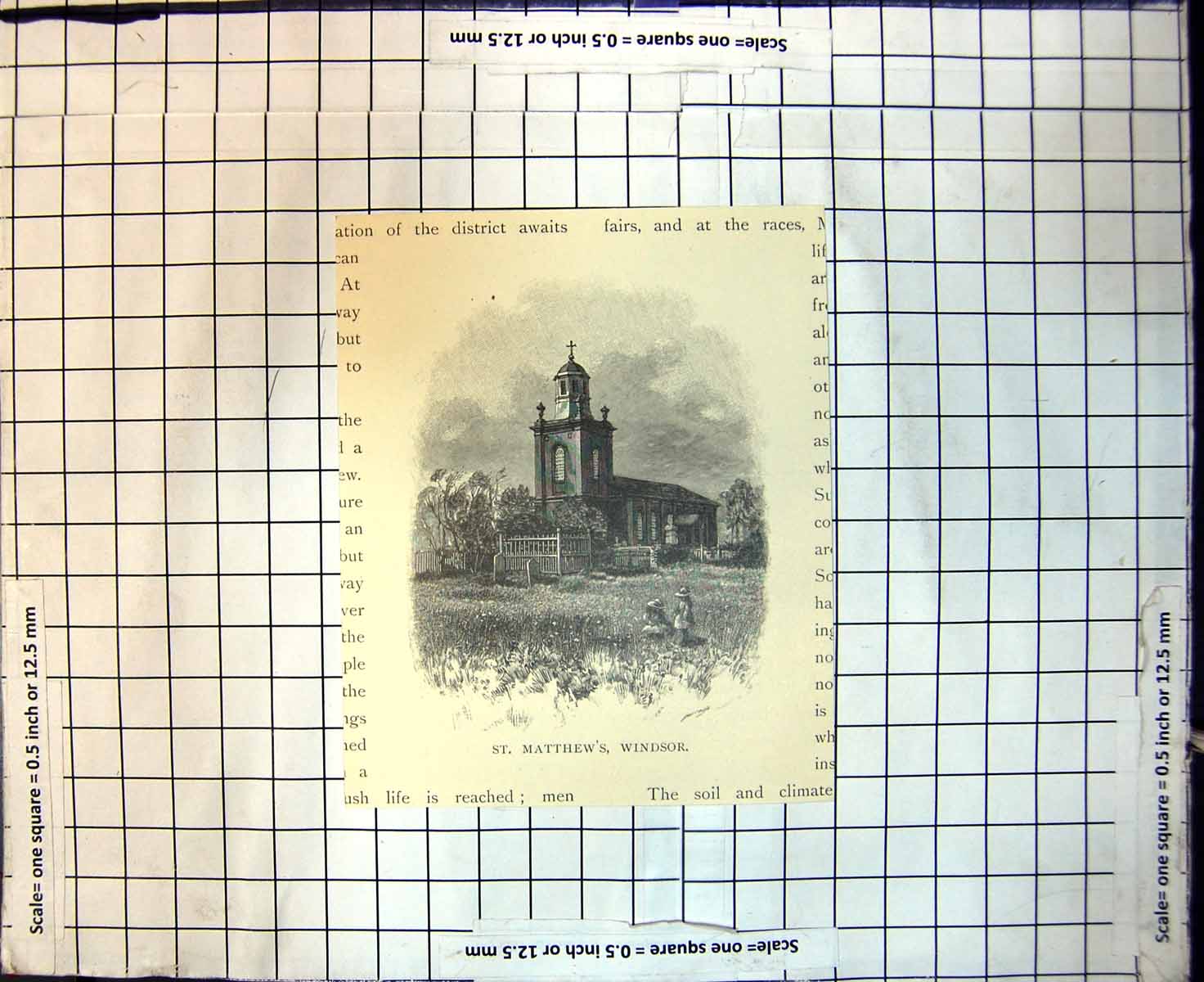 Original Old Antique Print St Matthews Church Windsor New South Wales 1886