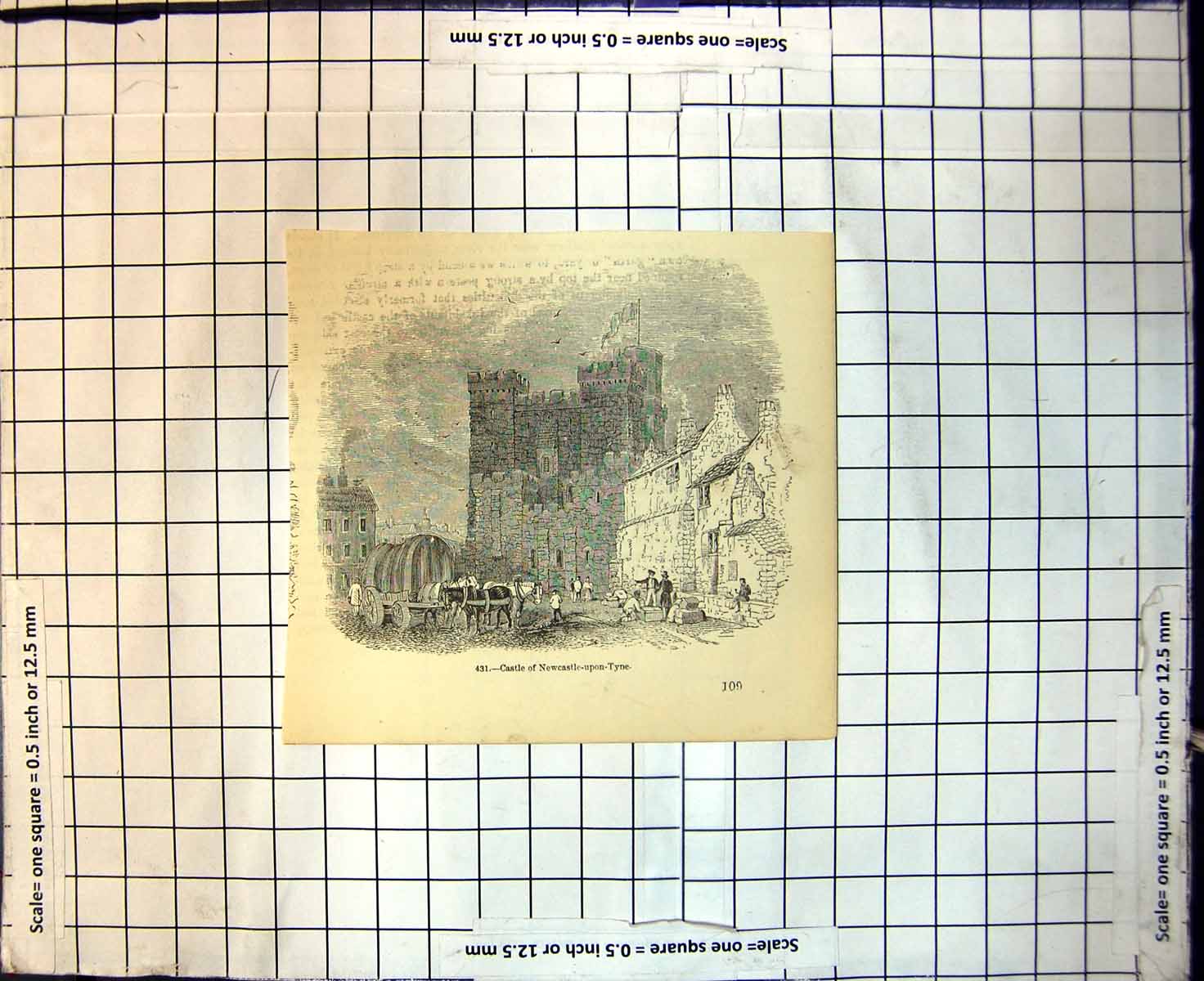 Original Old Antique Print Castle Newcastle Upon Tyne