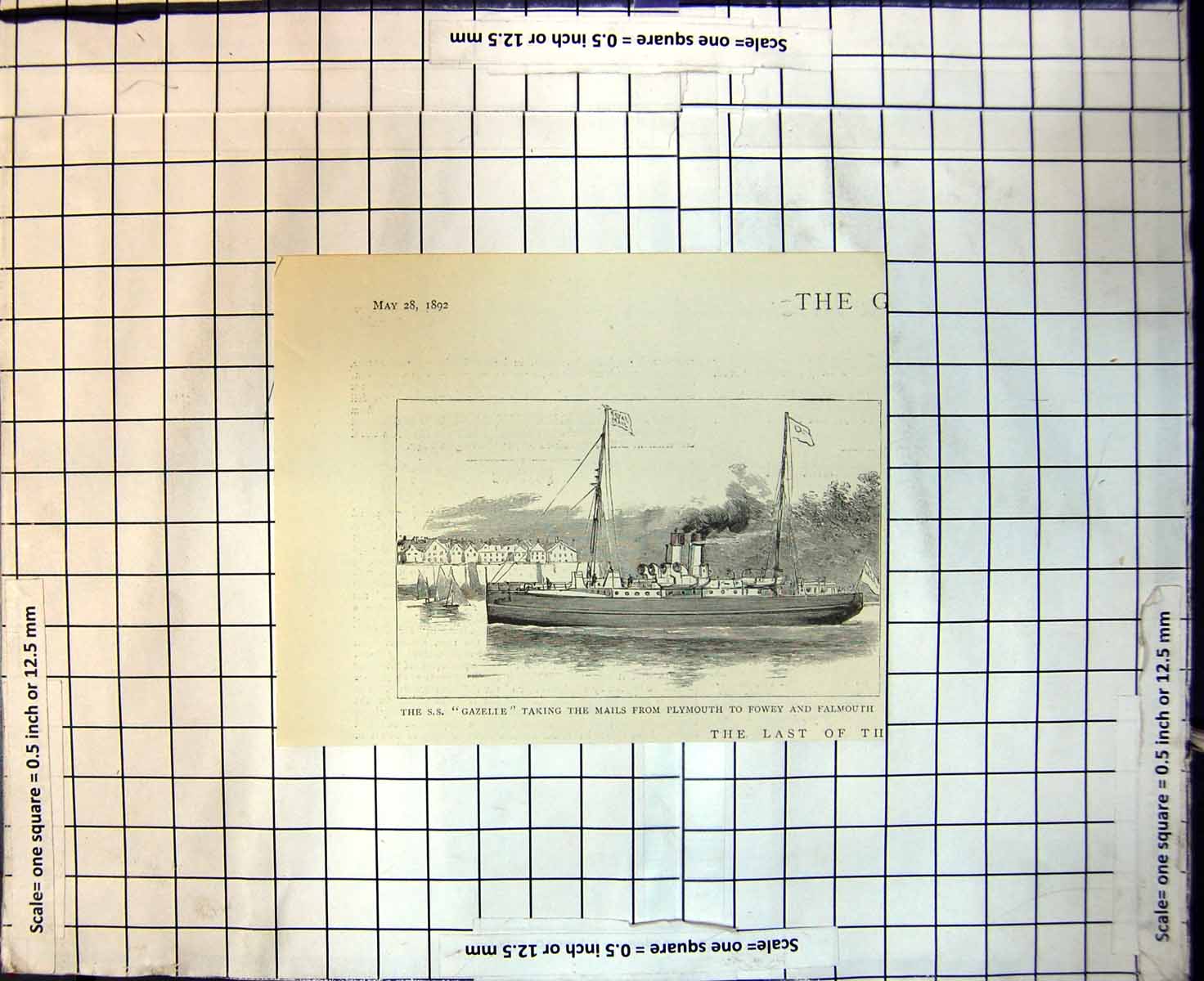 Old Ss Gazelie Taking Mails From Plymouth To Fowey And Falmouth 1892Victorian