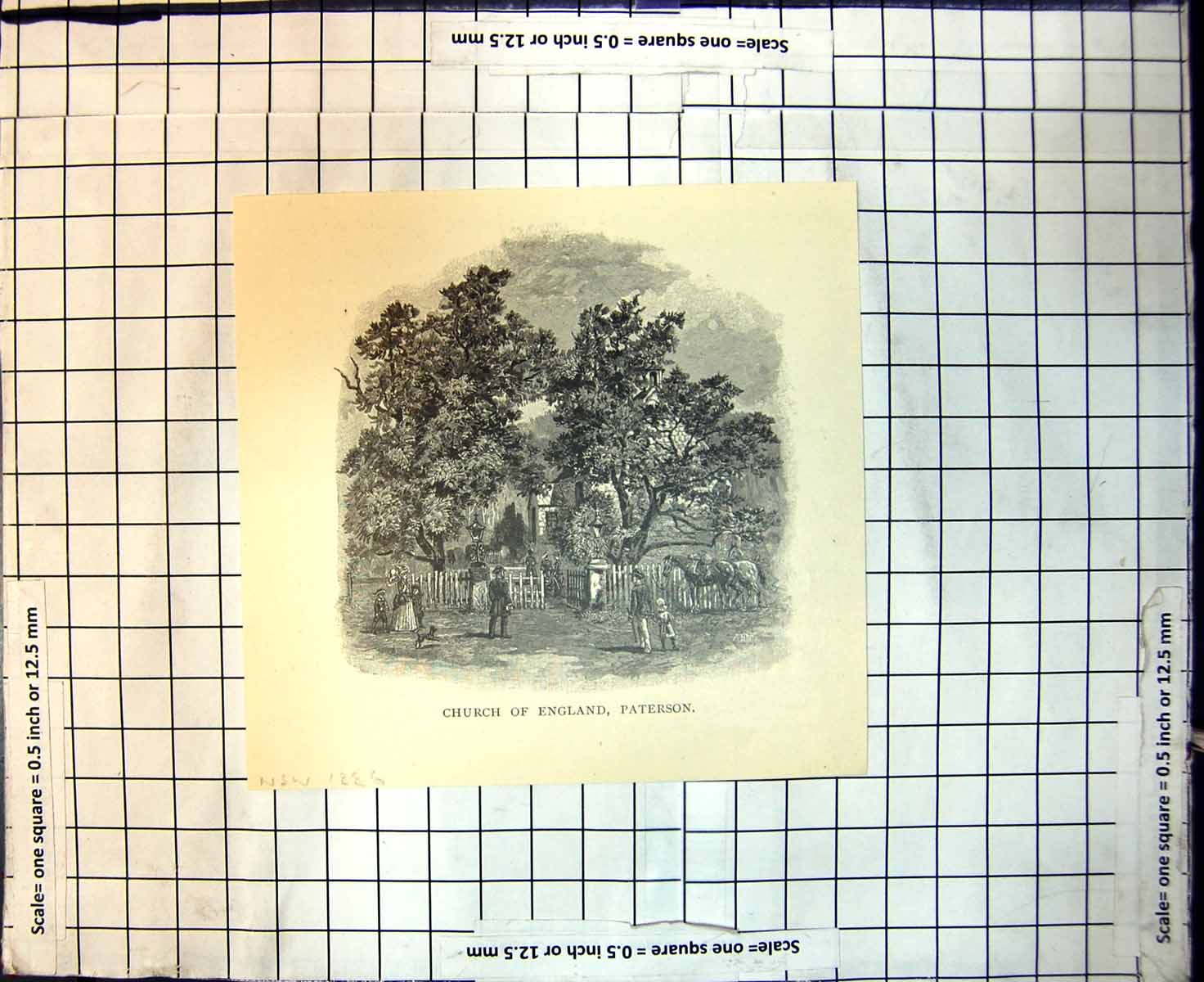 Original Old Antique Print Church England Paterson New South Wales 1886 19th