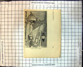 Original Old Antique Print Street Corner Antwerp Lampost