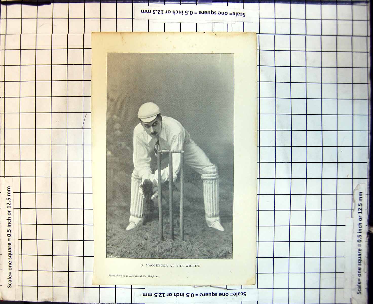 Original Old Antique Print Cricket G Macgregor At The Wicket